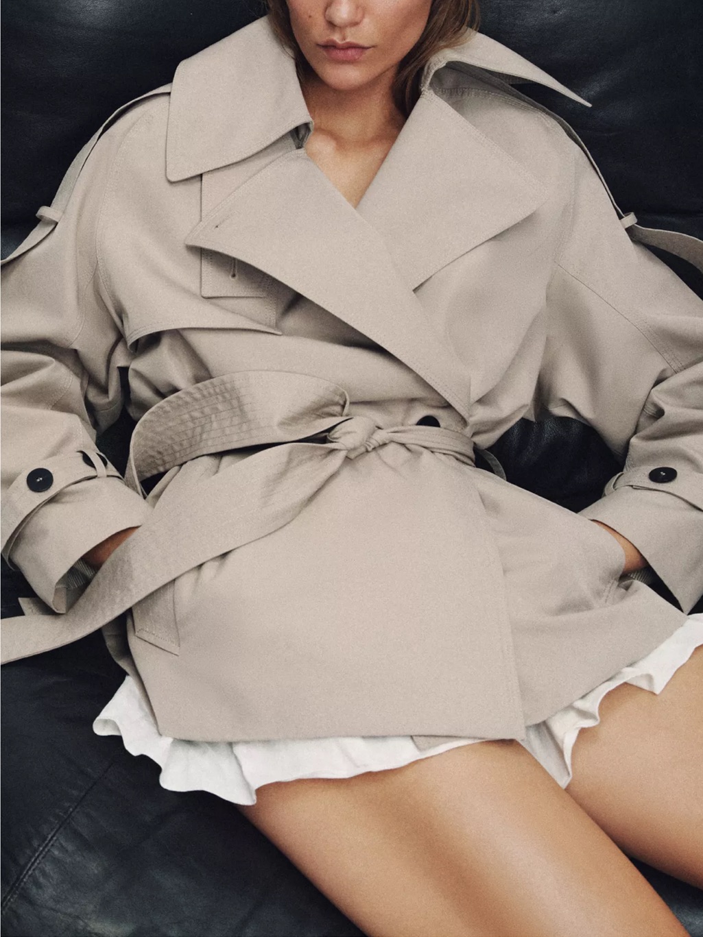 Nwt Zara Zw Collection Oversized Water Repellent Trench Coat With Belt — image 6 of 8